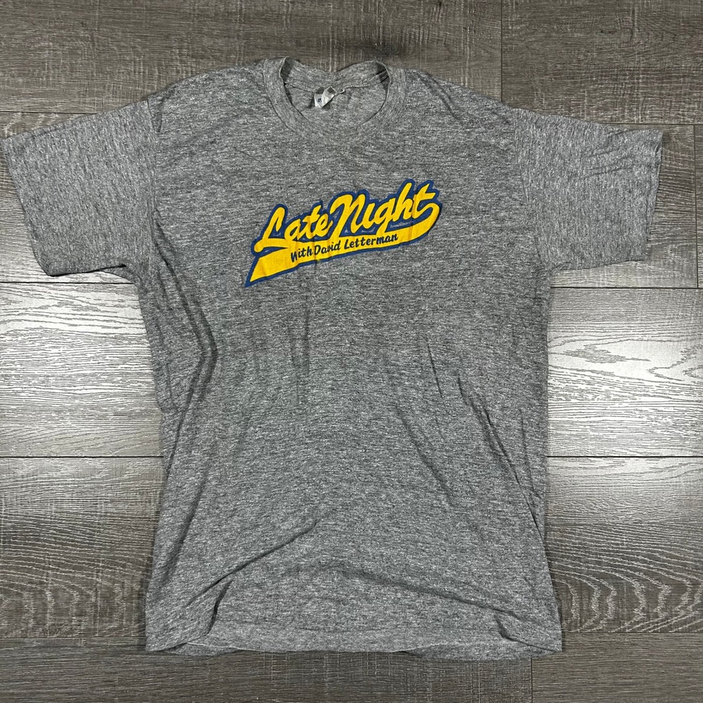 Vintage Late Night With David Letterman Stedman T-Shirt Gray Single Stitch L 80s